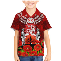 New Zealand ANZAC Waitangi Day Family Matching Mermaid Dress and Hawaiian Shirt Hei Tiki and Soldier LT03 Son's Shirt Red - Polynesian Pride