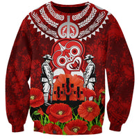 New Zealand ANZAC Waitangi Day Sweatshirt Hei Tiki and Soldier LT03 Unisex Red - Polynesian Pride