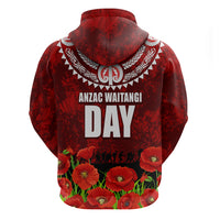 New Zealand ANZAC Waitangi Day Zip Hoodie Hei Tiki and Soldier LT03 - Polynesian Pride