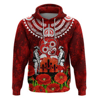 New Zealand ANZAC Waitangi Day Zip Hoodie Hei Tiki and Soldier LT03 Pullover Hoodie Red - Polynesian Pride