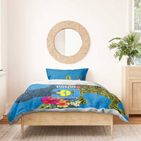 Palau Independence Day Bedding Set 1st October 30th Anniversary Polynesian Jungle Flower