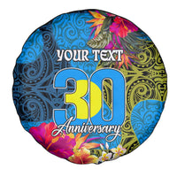 Personalised Palau Independence Day Spare Tire Cover 1st October 30th Anniversary Polynesian Jungle Flower