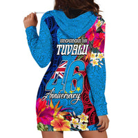 Tuvalu Independence Day Hoodie Dress 1st October 46th Anniversary Polynesian Jungle Flower LT03 - Polynesian Pride
