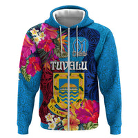 Tuvalu Independence Day Zip Hoodie 1st October 46th Anniversary Polynesian Jungle Flower LT03 Zip Hoodie Blue - Polynesian Pride