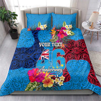 Personalised Tuvalu Independence Day Bedding Set 1st October 46th Anniversary Polynesian Jungle Flower