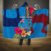 Personalised Tuvalu Independence Day Hooded Blanket 1st October 46th Anniversary Polynesian Jungle Flower
