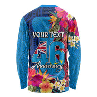 Personalised Tuvalu Independence Day Long Sleeve Shirt 1st October 46th Anniversary Polynesian Jungle Flower LT03 - Polynesian Pride