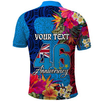 Personalised Tuvalu Independence Day Polo Shirt 1st October 46th Anniversary Polynesian Jungle Flower