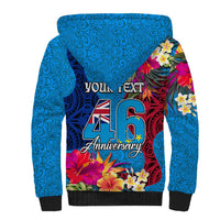 Personalised Tuvalu Independence Day Sherpa Hoodie 1st October 46th Anniversary Polynesian Jungle Flower LT03 - Polynesian Pride