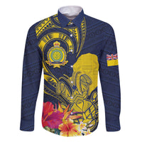 Niue Independence Day Family Matching Off The Shoulder Long Sleeve Dress and Hawaiian Shirt Hiapo Pattern Hibiscus Plumeria and Uga