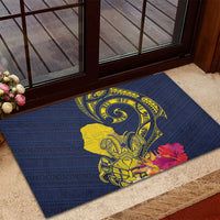 Niue Independence Day Rubber Doormat Hiapo Pattern Hibiscus Plumeria and Uga LT03 - Polynesian Pride