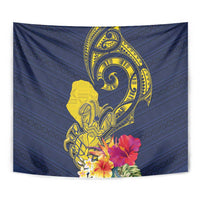 Niue Independence Day Tapestry Hiapo Pattern Hibiscus Plumeria and Uga
