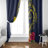 Niue Independence Day Window Curtain Hiapo Pattern Hibiscus Plumeria and Uga