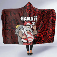 Hawaii Aloha Santa Claus Funny Polynesian Tattoo Hooded Blanket Red Color LT03 One Size Red - Polynesian Pride