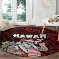 Hawaii Aloha Santa Claus Funny Polynesian Tattoo Round Carpet Red Color LT03 - Polynesian Pride
