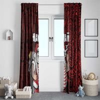 Hawaii Aloha Santa Claus Funny Polynesian Tattoo Window Curtain Red Color
