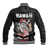 Hawaii Aloha Santa Claus Funny Polynesian Tattoo Baseball Jacket Black Color