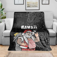 Hawaii Aloha Santa Claus Funny Polynesian Tattoo Blanket Black Color LT03 - Polynesian Pride
