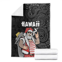 Hawaii Aloha Santa Claus Funny Polynesian Tattoo Blanket Black Color LT03 - Polynesian Pride