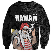 Hawaii Aloha Santa Claus Funny Polynesian Tattoo Sweatshirt Black Color LT03 - Polynesian Pride
