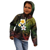 Hawaiian Hibiscus and Plumeria Polynesian Tribal Tattoo Kid Hoodie Reggae Color