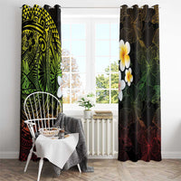 Hawaiian Hibiscus and Plumeria Polynesian Tribal Tattoo Window Curtain Reggae Color