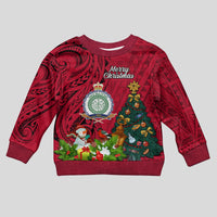 Niue Christmas Kid Ugly Christmas Sweater Coat of Arms and Polynesian Tattoo Xmas Element Christmas Red Vibe LT03 Kid Red - Polynesian Pride