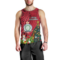 Niue Christmas Men Tank Top Coat of Arms and Polynesian Tattoo Xmas Element Christmas Red Vibe LT03 - Polynesian Pride