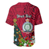 Personalised Niue Christmas Baseball Jersey Coat of Arms and Polynesian Tattoo Xmas Element Christmas Red Vibe LT03 - Polynesian Pride