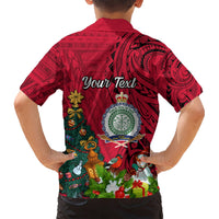 Personalised Niue Christmas Kid Hawaiian Shirt Coat of Arms and Polynesian Tattoo Xmas Element Christmas Red Vibe LT03 - Polynesian Pride