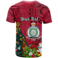 Personalised Niue Christmas T Shirt Coat of Arms and Polynesian Tattoo Xmas Element Christmas Red Vibe LT03 - Polynesian Pride