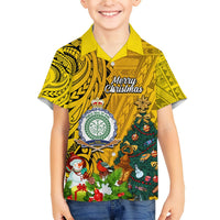 Personalised Niue Christmas Hawaiian Shirt Coat of Arms and Polynesian Tattoo Xmas Element Christmas Yellow Vibe LT03 - Polynesian Pride