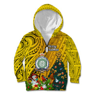Personalised Niue Christmas Kid Hoodie Coat of Arms and Polynesian Tattoo Xmas Element Christmas Yellow Vibe LT03 Zip Hoodie Yellow - Polynesian Pride