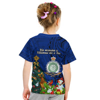 Niue Christmas Kid T Shirt Coat of Arms and Polynesian Tattoo Xmas Element Christmas Blue Vibe LT03 - Polynesian Pride