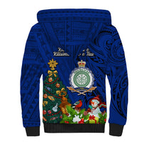 Niue Christmas Sherpa Hoodie Coat of Arms and Polynesian Tattoo Xmas Element Christmas Blue Vibe LT03 - Polynesian Pride