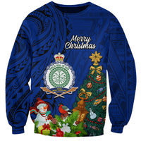 Niue Christmas Sweatshirt Coat of Arms and Polynesian Tattoo Xmas Element Christmas Blue Vibe LT03 Unisex Blue - Polynesian Pride