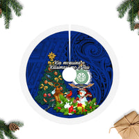 Niue Christmas Tree Skirt Coat of Arms and Polynesian Tattoo Xmas Element Christmas Blue Vibe LT03 - Polynesian Pride
