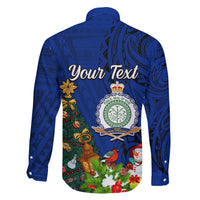 Personalised Niue Christmas Family Matching Short Sleeve Bodycon Dress and Hawaiian Shirt Coat of Arms and Polynesian Tattoo Xmas Element Christmas Blue Vibe LT03 - Polynesian Pride