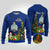 Personalised Niue Christmas Ugly Christmas Sweater Coat of Arms and Polynesian Tattoo Xmas Element Christmas Blue Vibe LT03 Blue - Polynesian Pride