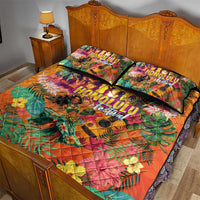 Hawaiian Honolulu Festival Quilt Bed Set Hawaiian Identity - Hula Dancer and Ukulele Tropical Plants Style