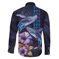Hawaiian Whales Love Couple Family Matching Off Shoulder Short Dress and Hawaiian Shirt Hibiscus and Kakau Art Tattoo Night Sky Vibe LT03 - Polynesian Pride