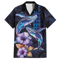 Hawaiian Whales Love Couple Family Matching Short Sleeve Bodycon Dress and Hawaiian Shirt Hibiscus and Kakau Art Tattoo Night Sky Vibe
