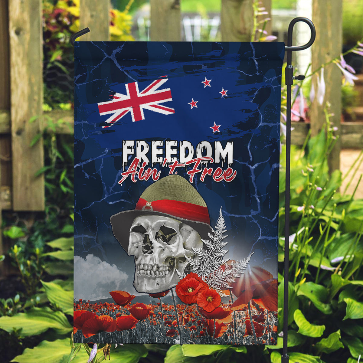 New Zealand ANZAC Day Garden Flag Freedom Ain't Free