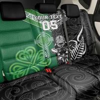 New Zealand And Ireland Rugby Custom Back Car Seat Cover Maori Tiki With Shamrock