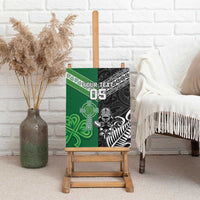 New Zealand And Ireland Rugby Custom Canvas Wall Art Maori Tiki With Shamrock