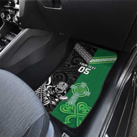 New Zealand And Ireland Rugby Custom Car Mats Maori Tiki With Shamrock