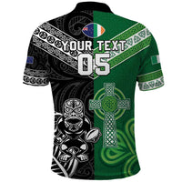 New Zealand And Ireland Rugby Custom Polo Shirt Maori Tiki With Shamrock