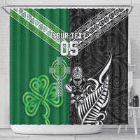 New Zealand And Ireland Rugby Custom Shower Curtain Maori Tiki With Shamrock