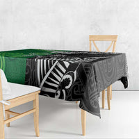 New Zealand And Ireland Rugby Custom Tablecloth Maori Tiki With Shamrock