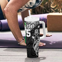 New Zealand And Ireland Rugby Custom Tumbler With Handle Maori Tiki With Shamrock